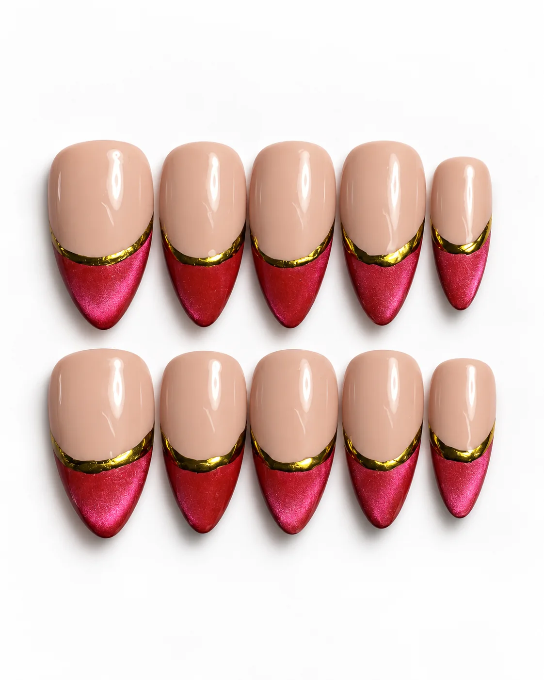 Ruby Royale press-on nails, laid flat