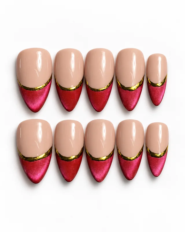 Ruby Royale press-on nails, laid flat