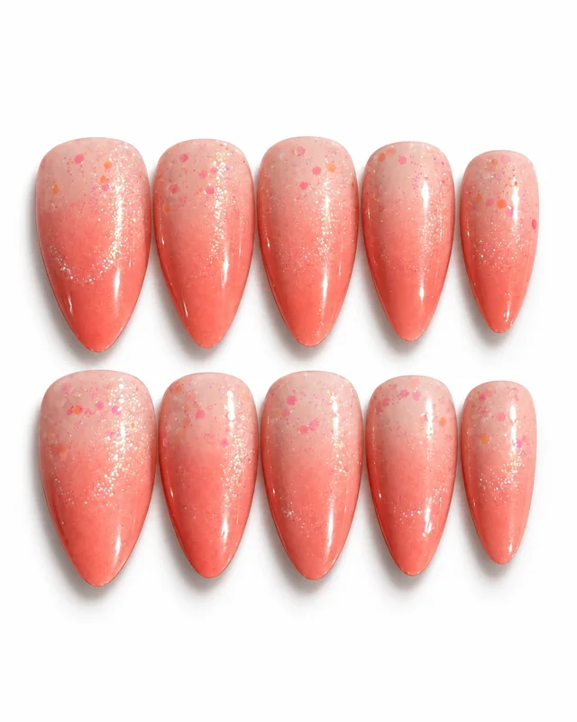 Fairy Dust press-on nails, laid flat