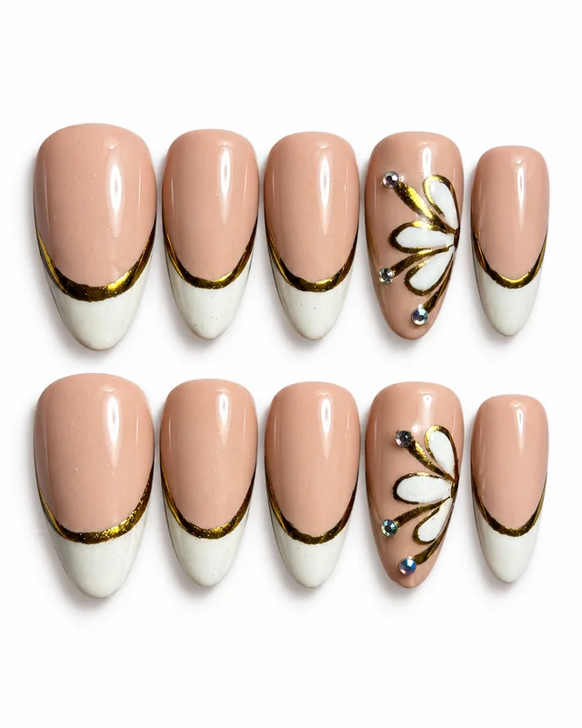 Golden Hour French press-on nails, laid flat
