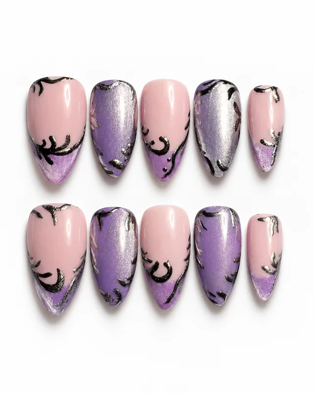 Lavender Moonlight press-on nails, laid flat